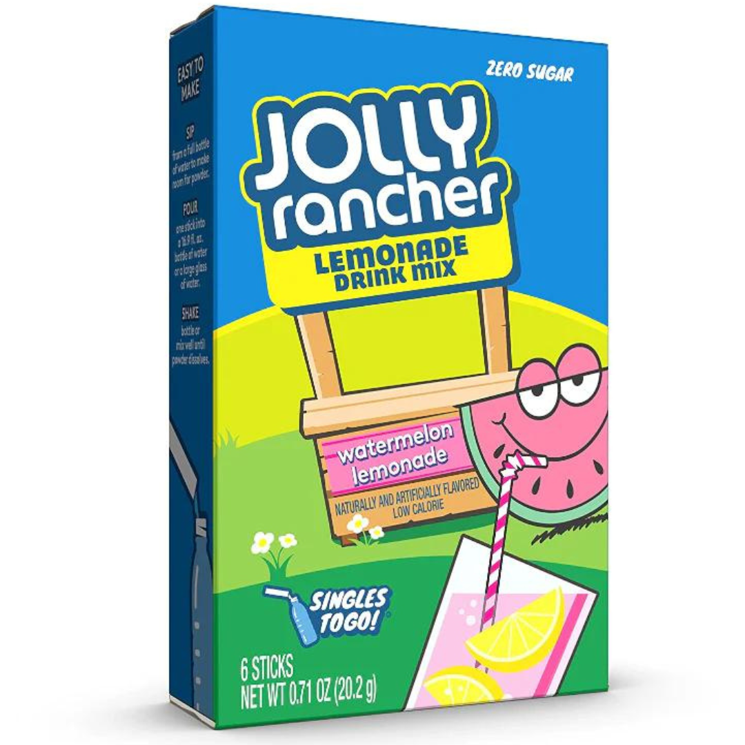 Jolly runcher Watermelon Lemonade Flavour Zero Sugar Sachets USA (6 Sticks) (12x20.2g)