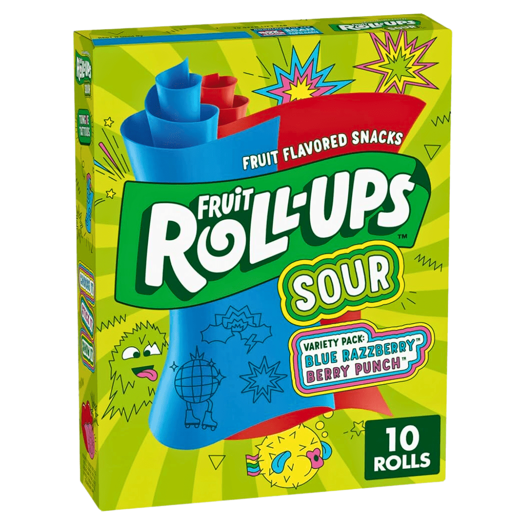 Fruit Roll Ups Sour Variety Pack Blue Razzberry & Berry Punch USA (10 Rolls) (10x141g)