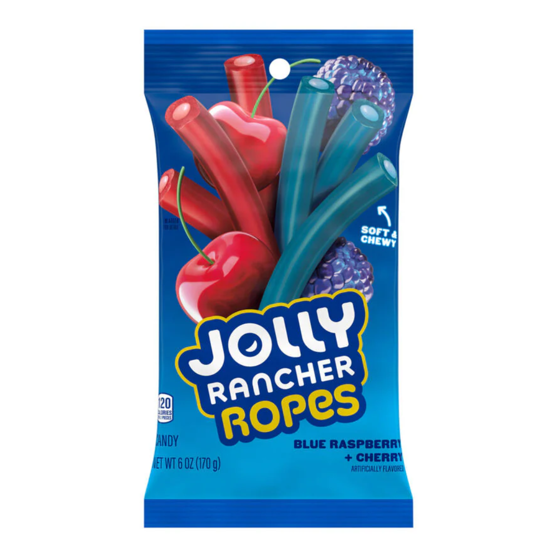 Jolly Rancher Ropes Blue Raspberry & Cherry Flavour USA (12 x 170g)