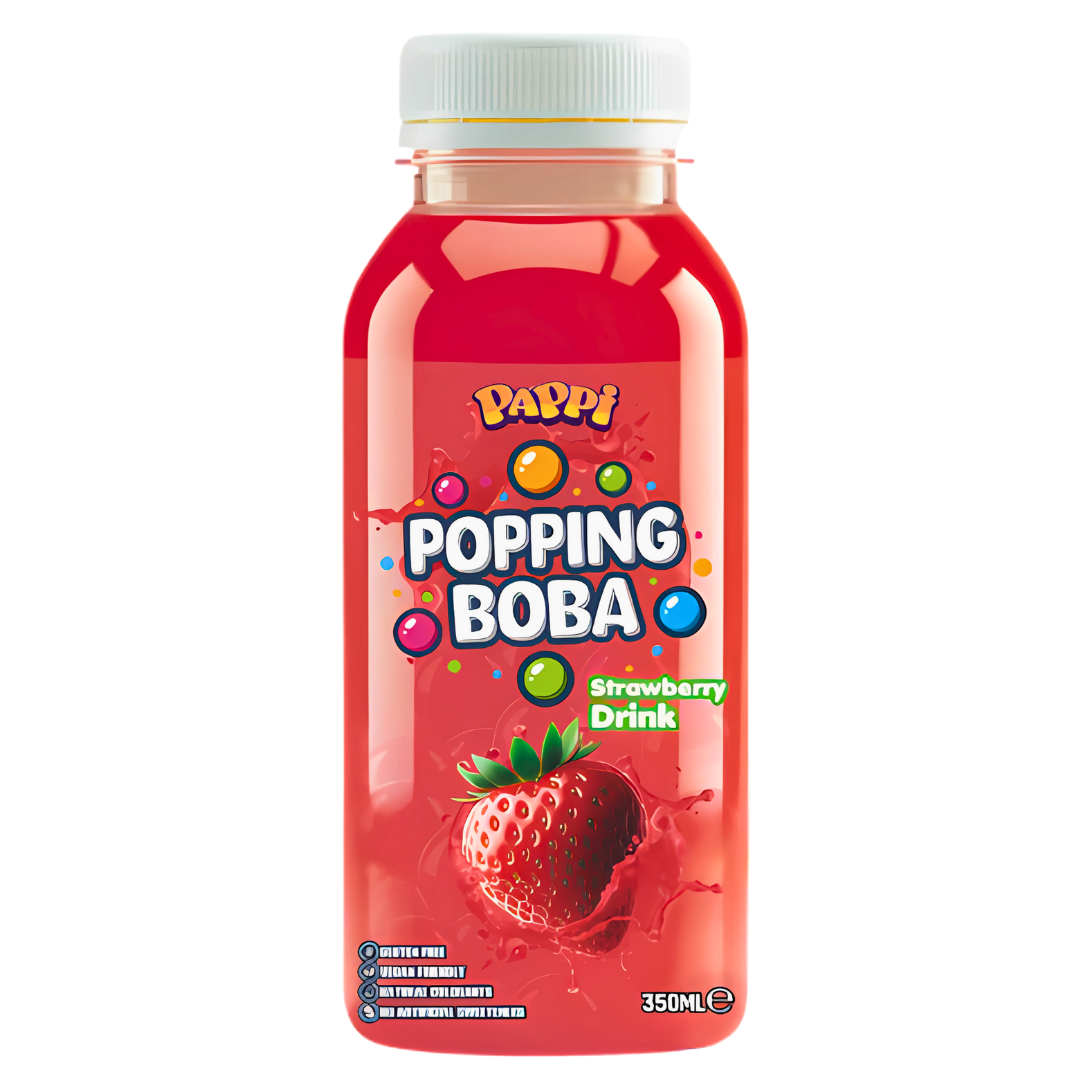Pappi Popping Boba Bottles Strawberry Flavour (15 x 350ml)