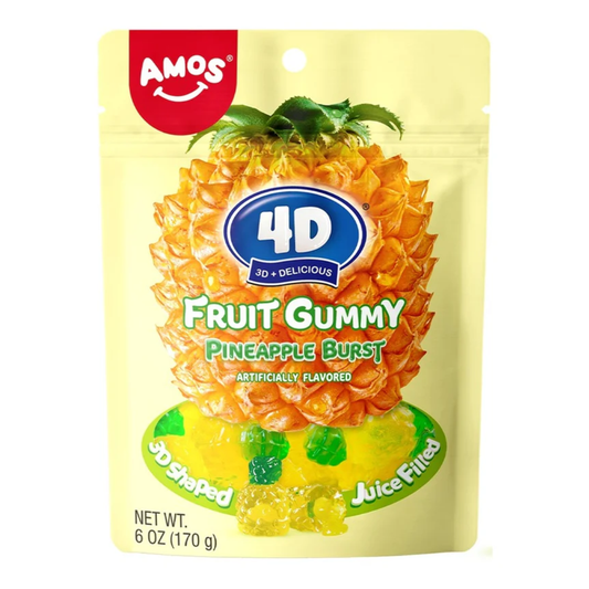 4d Amos Fruit Gummy  Pineapple Burst 6oz USA  (12x170g)