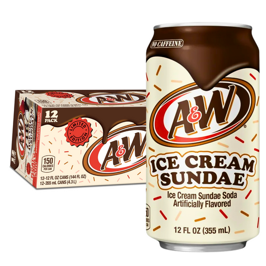 A&W Ice Cream Sundae  Flavour Cans USA 12oz  (12x355ml)