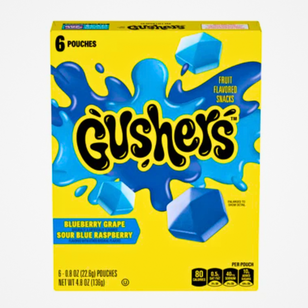 Gushers Blueberry Grape  & Sour Blueraspberry USA  (6 Pouches) (10x136g)