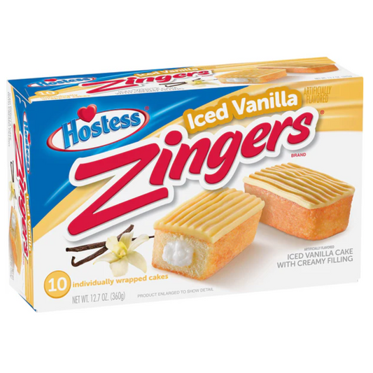 Hostess Zinger Iced Vanilla  Cake Flavour USA (10Pcs) (6 x  360g)