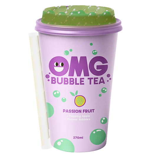 OMG Bubble Tea Passion  Fruit With Popping Apple  Flavour Bubbles