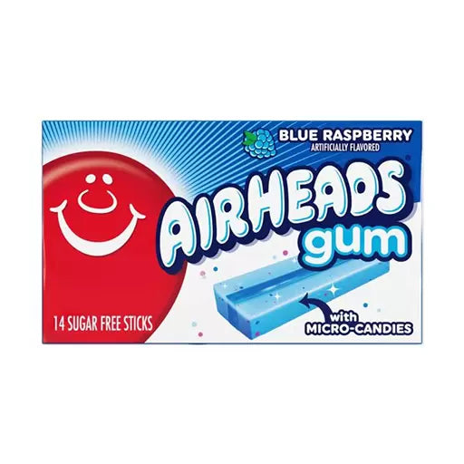 Airheads Blue Raspberry  Gum Box - (12 x 14 Sticks)