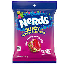 Nerds Juicy Gummy Clusters Strawberry Punch Peg Bag pack USA (12x127g)